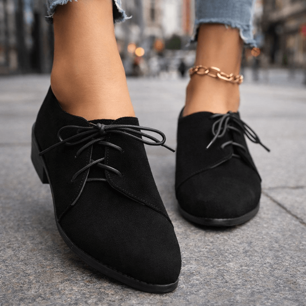 Damen Wildleder-Blockschuhe mit Schnürung Jully