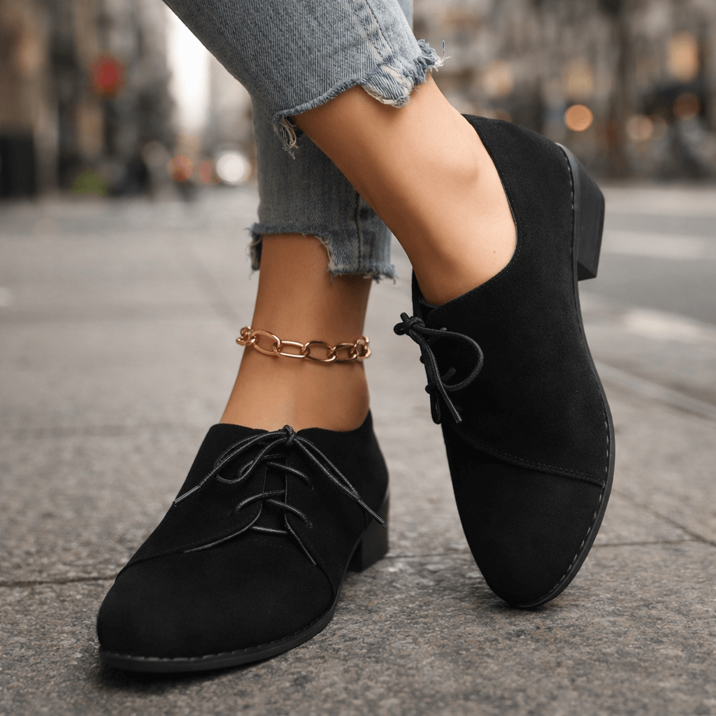 Damen Wildleder-Blockschuhe mit Schnürung Jully