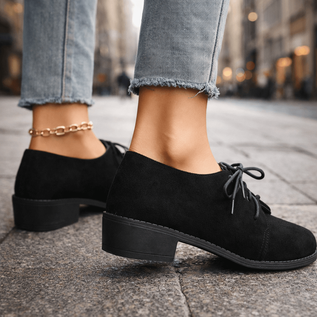 Damen Wildleder-Blockschuhe mit Schnürung Jully