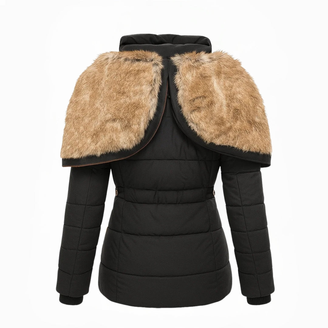 Damen Wintermantel mit Fellfutter und Kapuze Jully