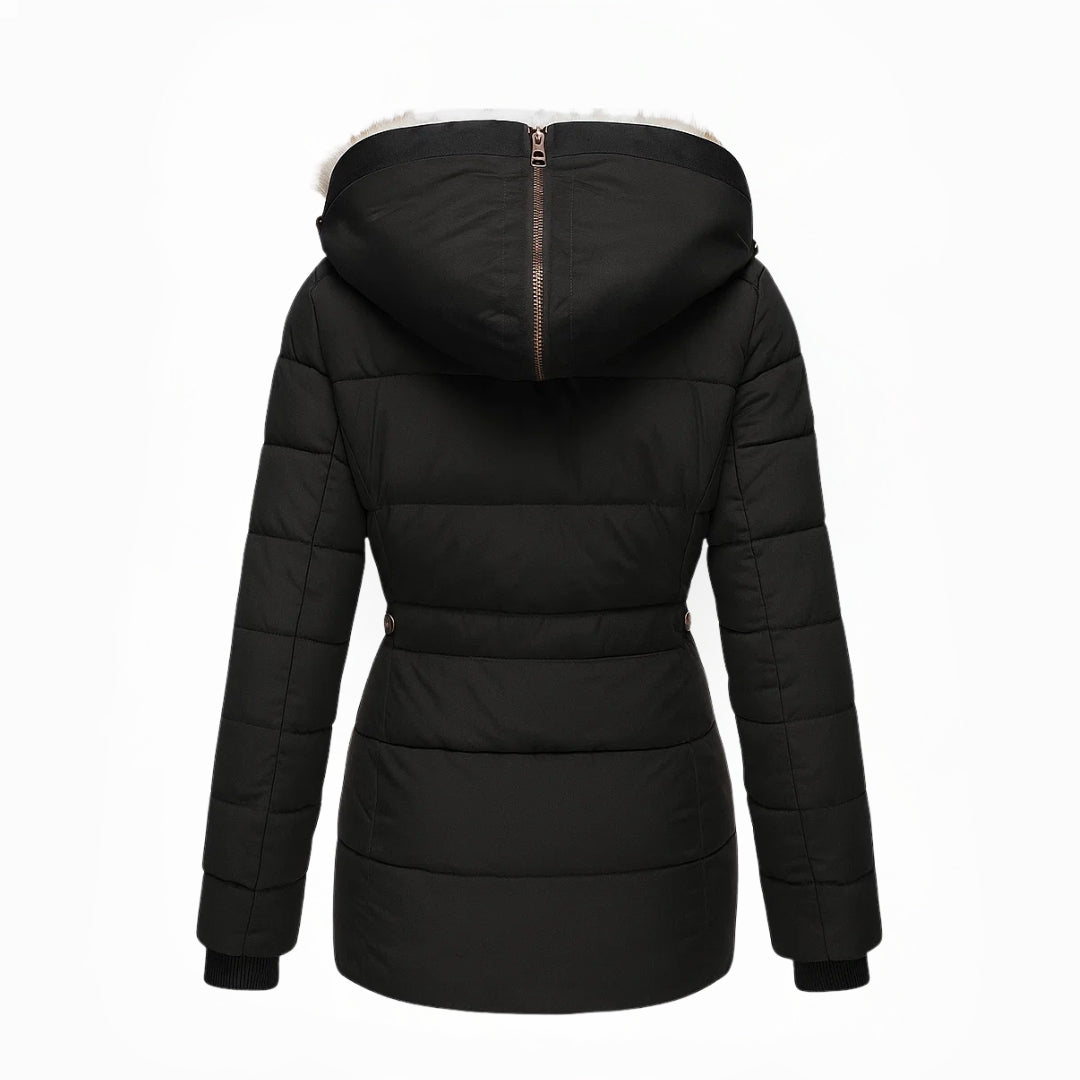Damen Wintermantel mit Fellfutter und Kapuze Jully