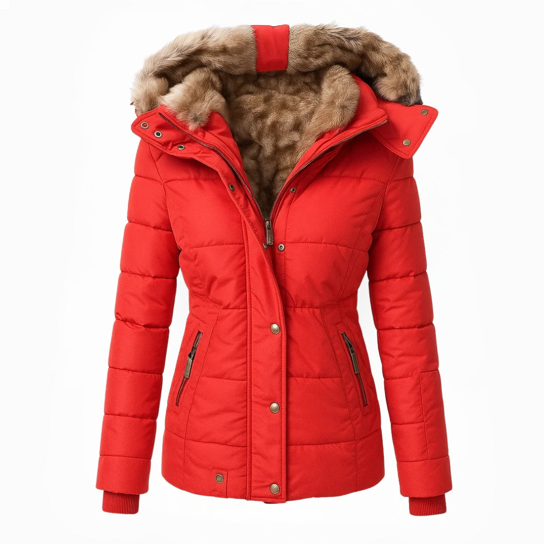 Damen Wintermantel mit Fellfutter und Kapuze Jully