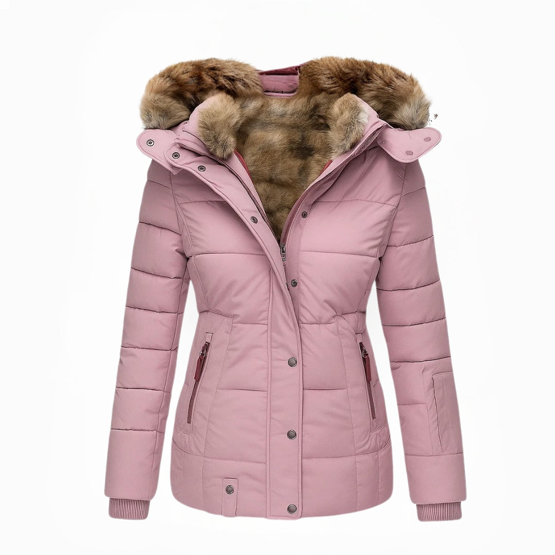 Damen Wintermantel mit Fellfutter und Kapuze Jully