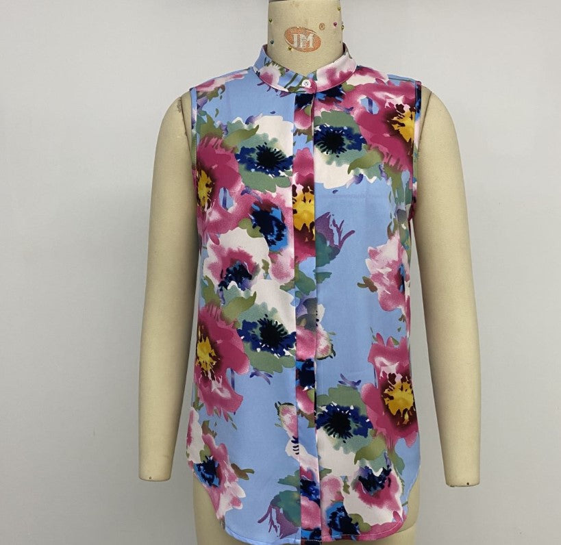 Damen ärmellose Bluse mit floralem Design Jully