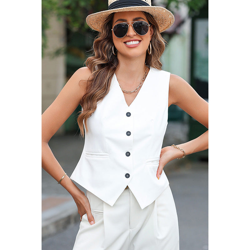 Damen ärmellose Bluse mit schmalem Schnitt Jully