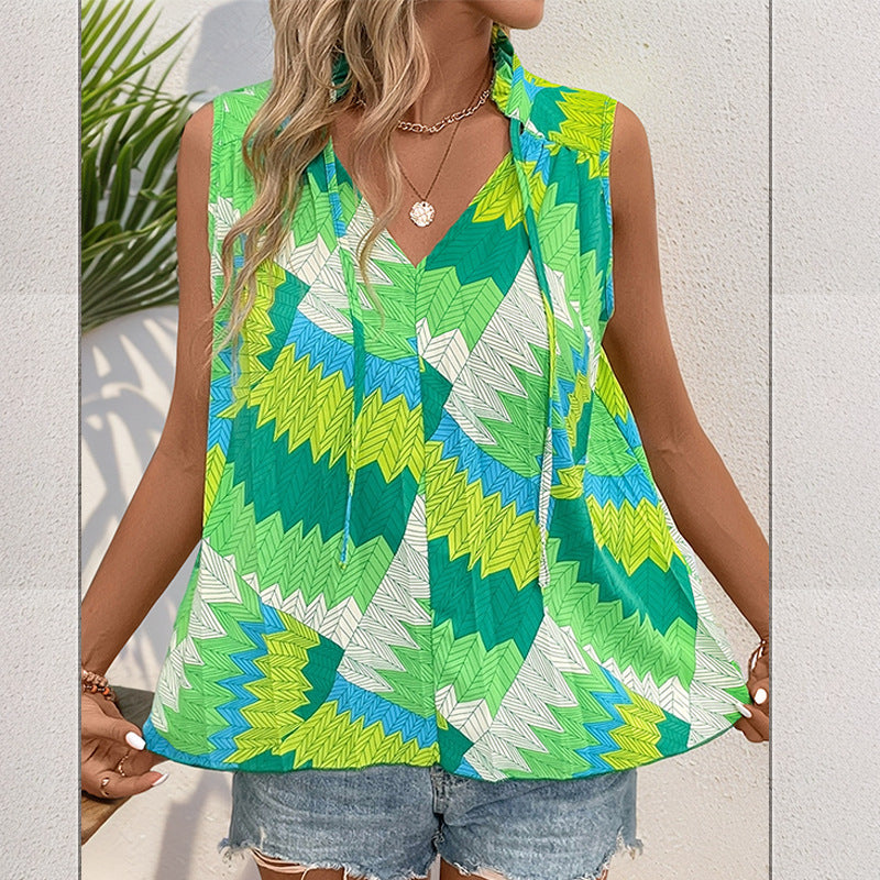 Damen ärmelloses Blusenshirt mit Knotendesign Jully
