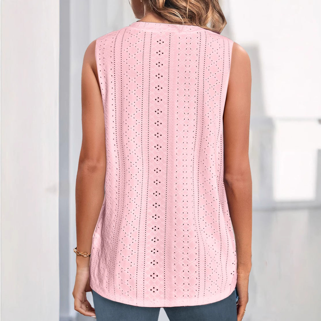 Damen ärmelloses Blusenshirt mit Lochmuster Jully