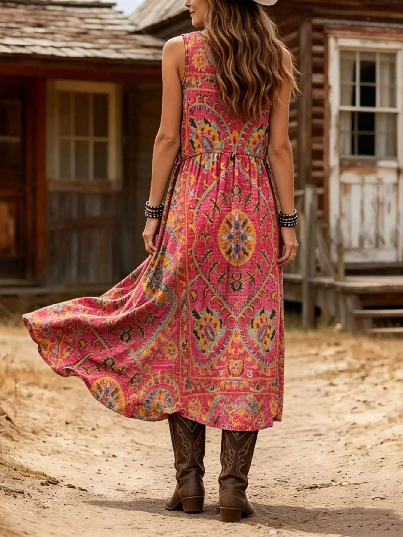Damen ärmelloses Kleid im Vintage-Bohemian-Stil Jully