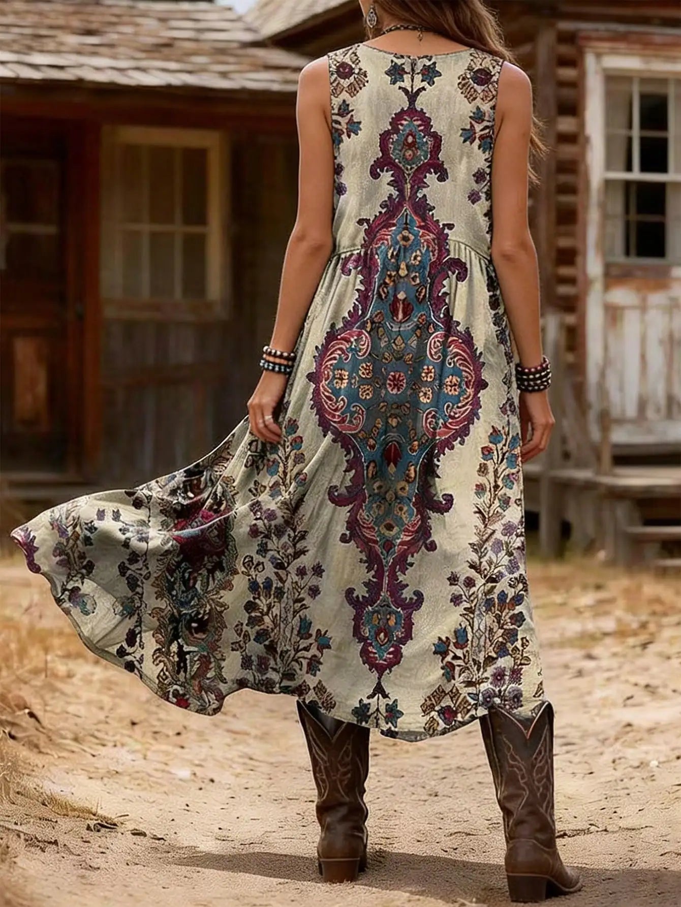 Damen ärmelloses Kleid im Vintage-Bohemian-Stil Jully