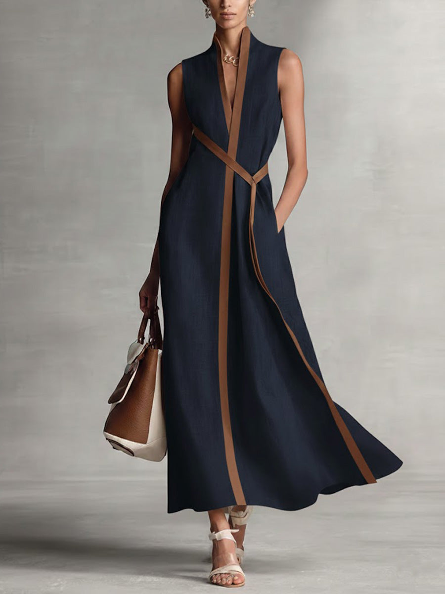 Damen ärmelloses Kleid mit Stehkragen aus Baumwolle Jully