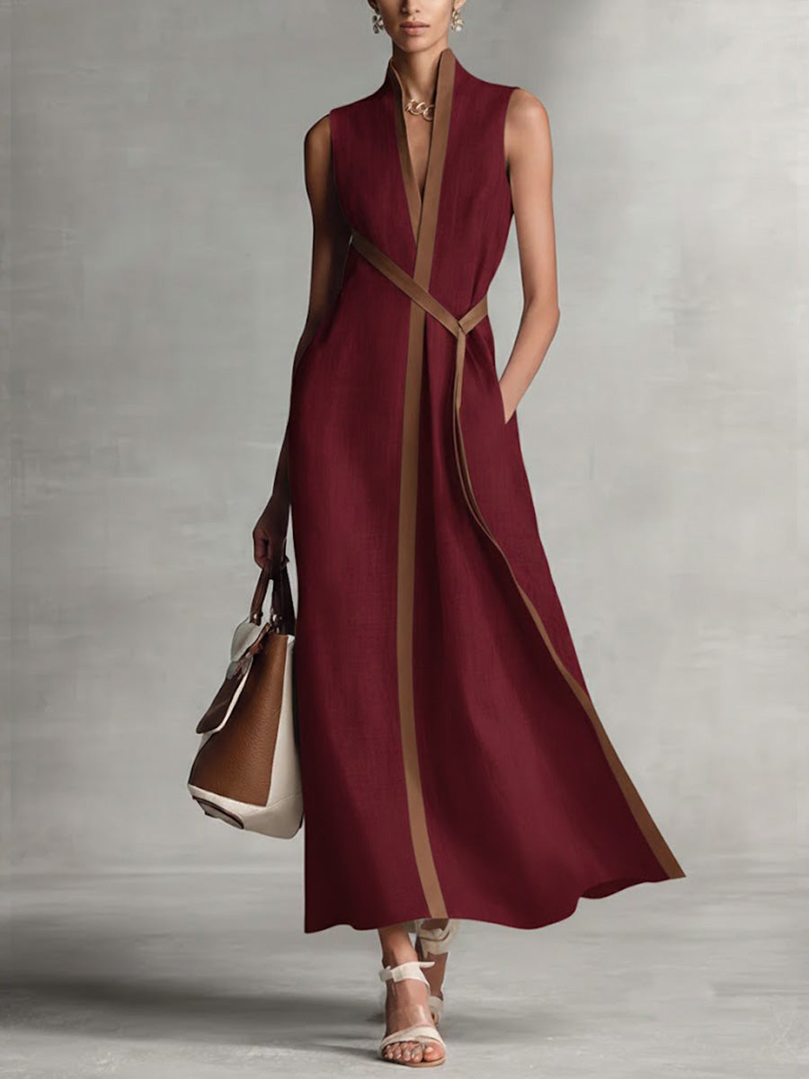 Damen ärmelloses Kleid mit Stehkragen aus Baumwolle Jully