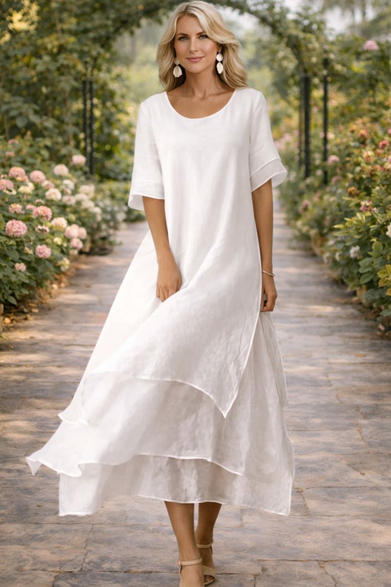 Damen elegantes Kleid mit fließendem Schnitt Jully