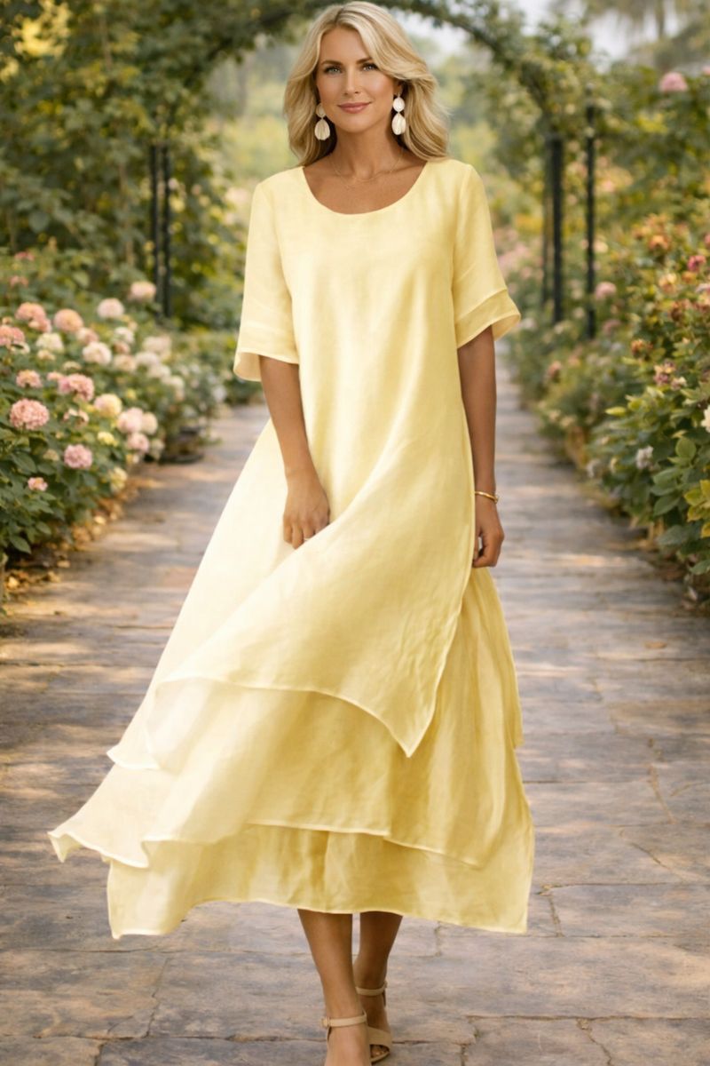 Damen elegantes Kleid mit fließendem Schnitt Jully