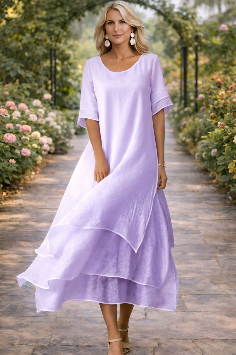 Damen elegantes Kleid mit fließendem Schnitt Jully