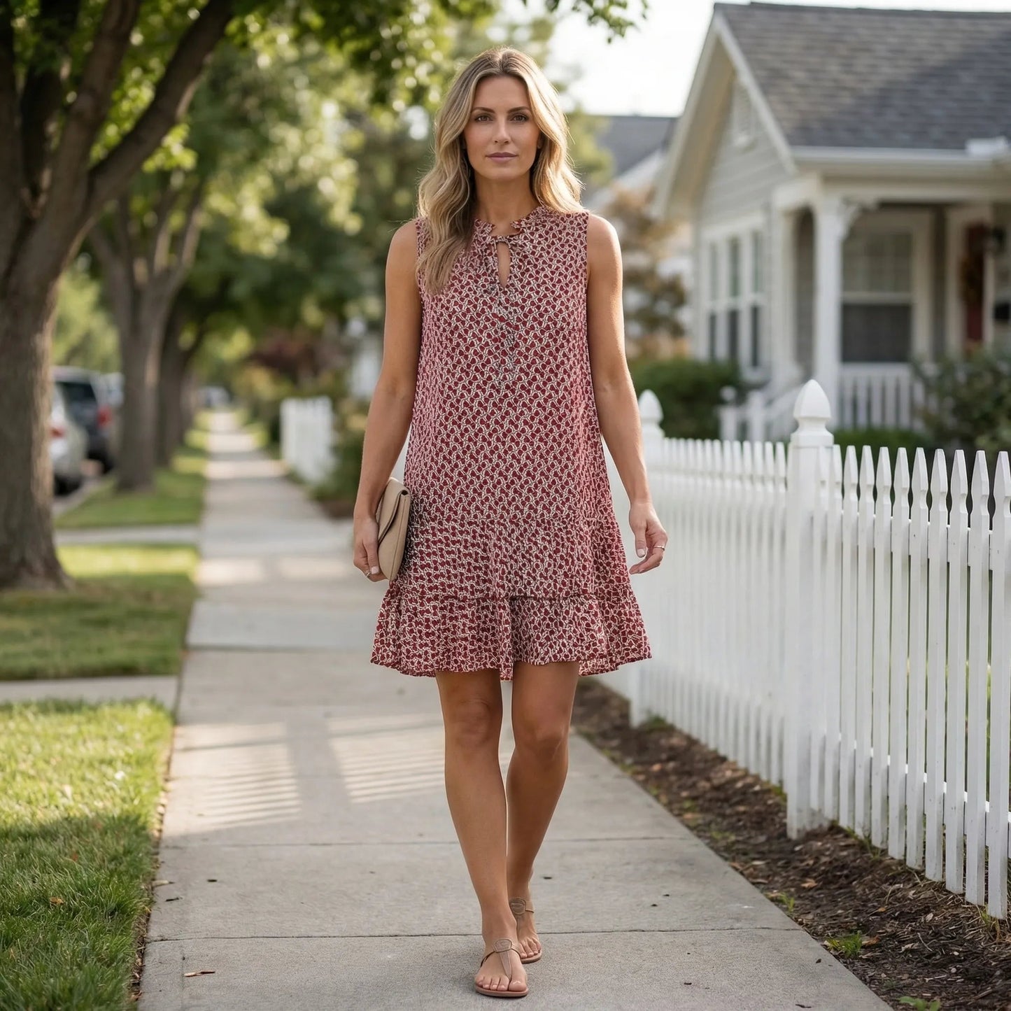 Damen knielanges Kleid mit geometrischem Muster Jully