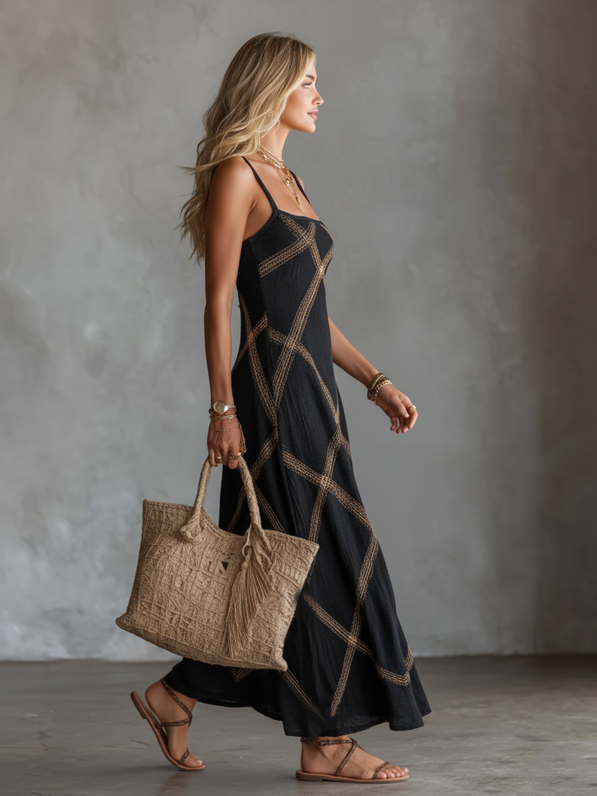 Damen langes Kleid mit fließender Silhouette Jully