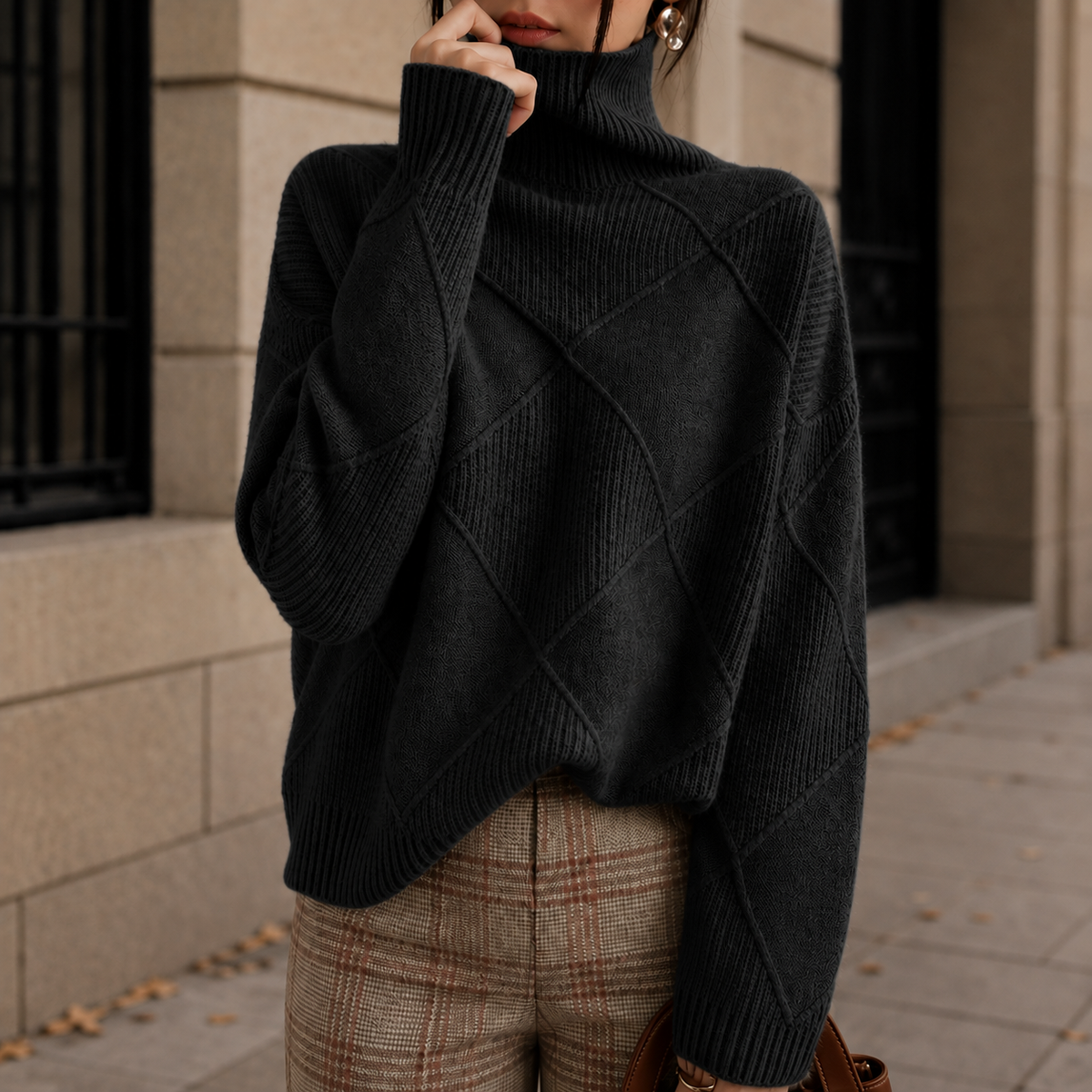 Women's Wide Sleeve Oversized Turtleneck