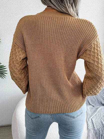 Women's Chunky Knit Sweater Textured Balloon Sleeve