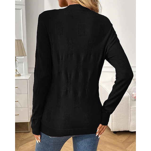 Women's Solid Pullover Hoodie with Ribbed Cuffs