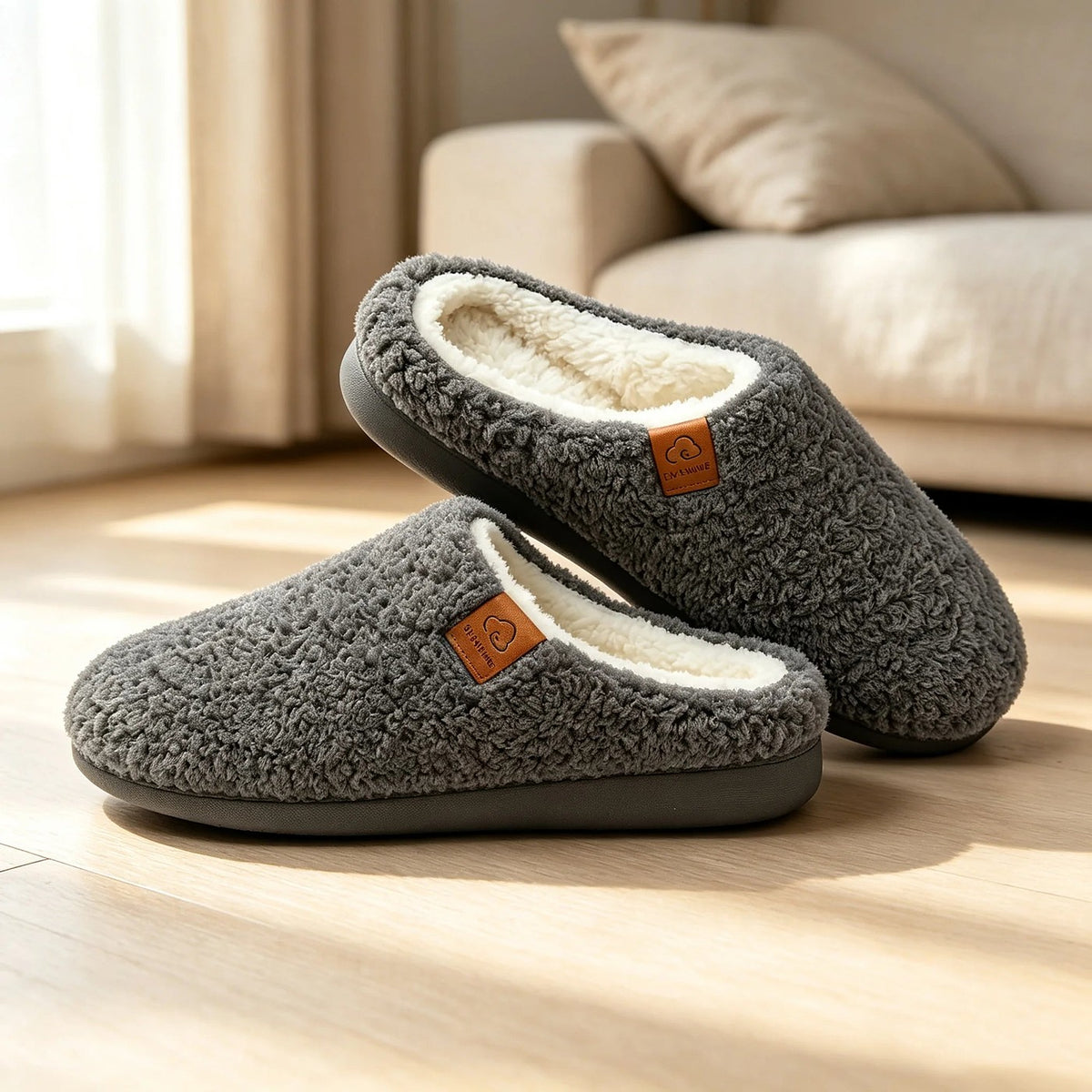 Women's Cozy Curly Plush Scuff Slippers