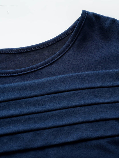 Women's Pleat Front Round Neck Blouse
