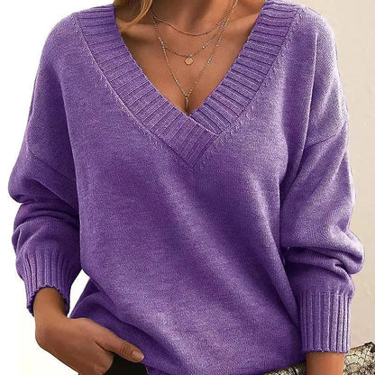 Women's Deep V Neck Wide Sleeve Sweater