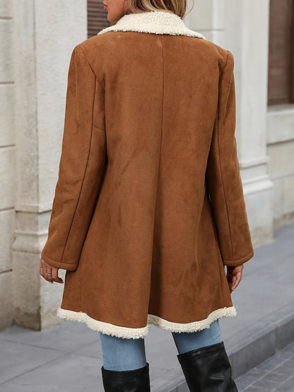 Women's Faux Suede Sherpa Collar Coat