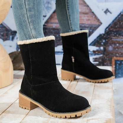 Women's Sherpa Collar Warm Block Heel Boots