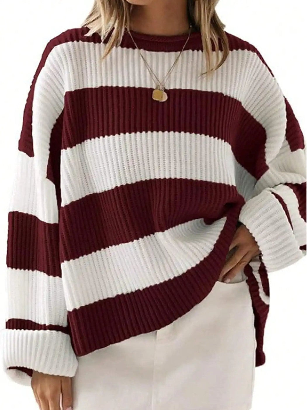 Women's Wide Stripe Chunky Knit Pullover