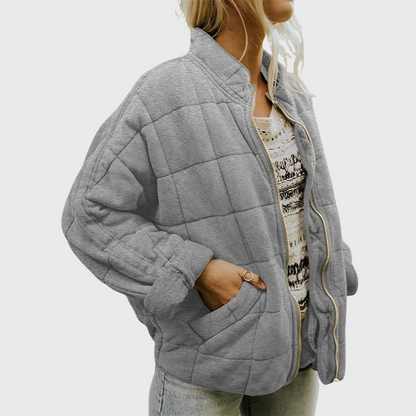 Women's Oversized Quilted Zip Up Jacket