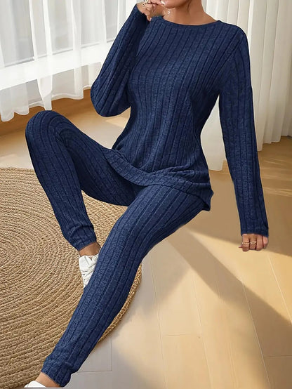 Women's Ribbed Top and Legging Matching Set