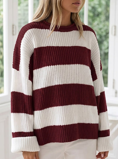 Women's Wide Stripe Chunky Knit Pullover