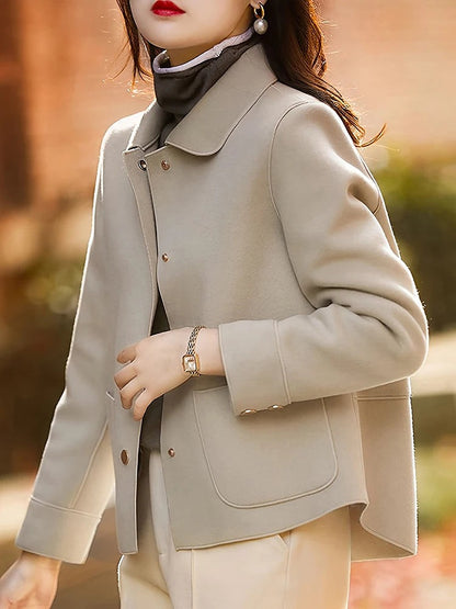 Women's Round Collar Patch Pocket Short Coat