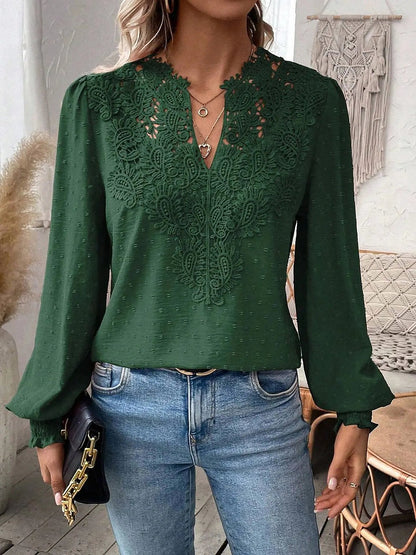 Women's Soft Knit Swiss Dot Puff Blouse