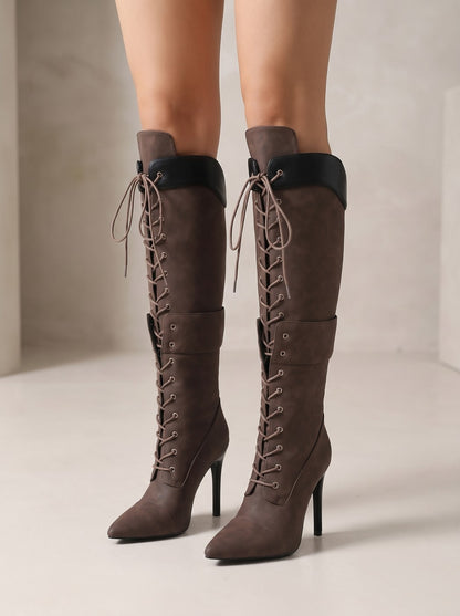 Women's Tie Front Stiletto Long Boots