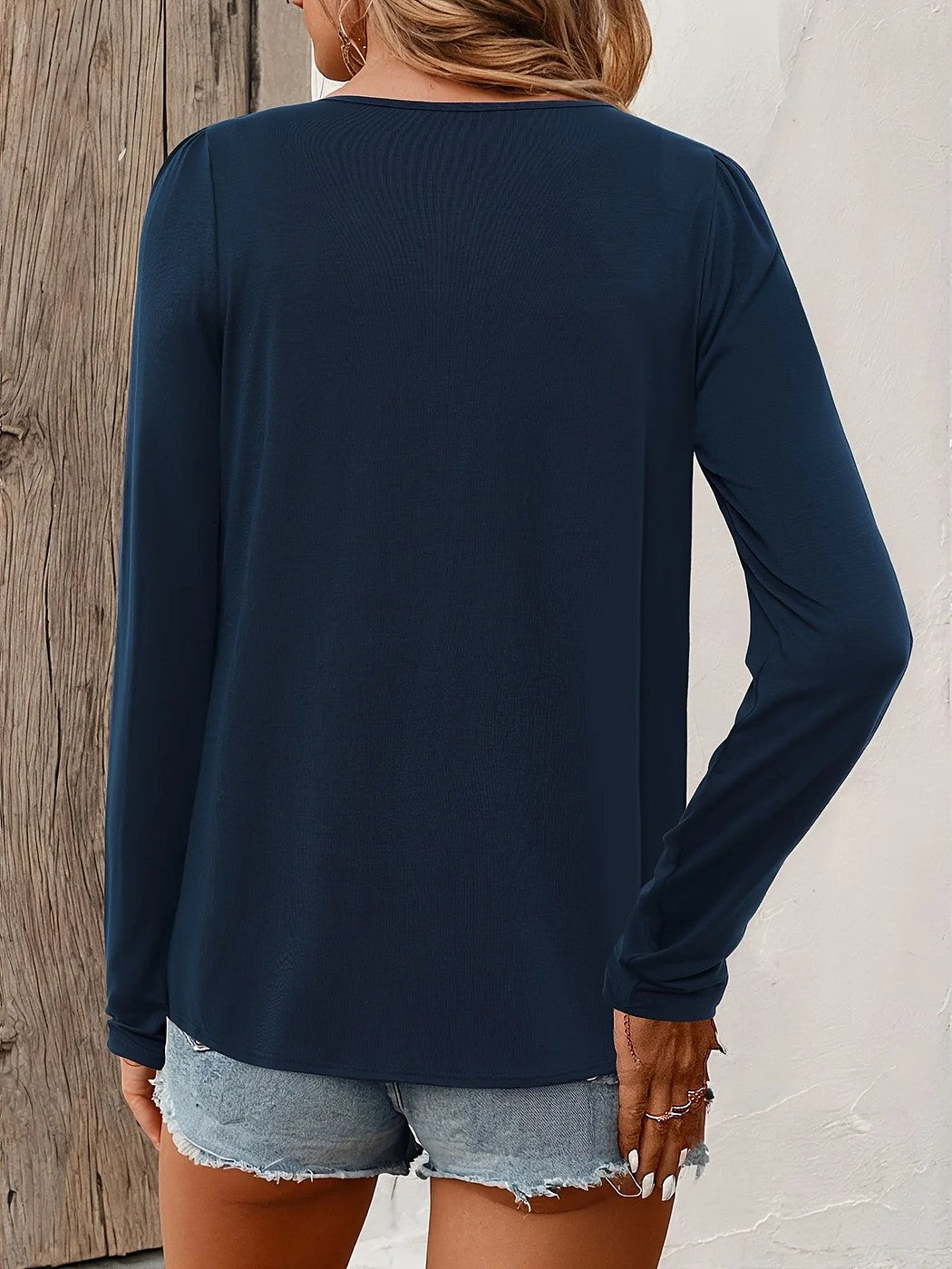 Women's Pleat Front Round Neck Blouse