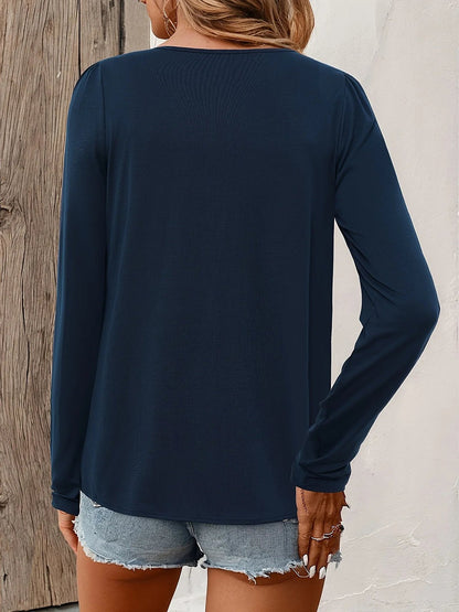 Women's Pleat Front Round Neck Blouse