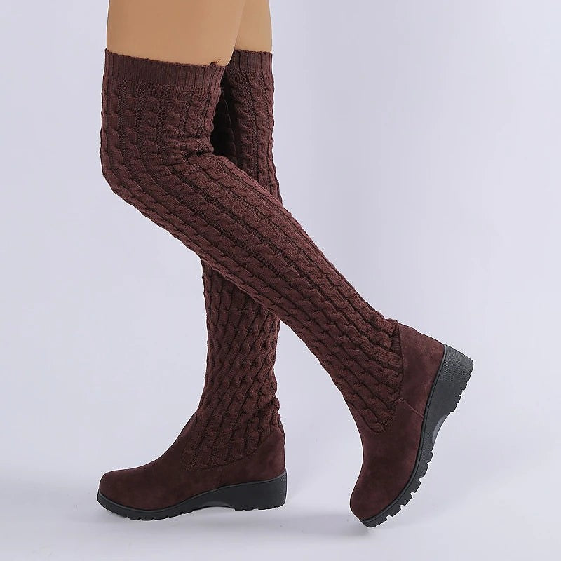 Women's Sweater Knit Long Slouch Boots