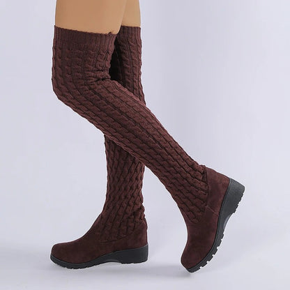 Women's Sweater Knit Long Slouch Boots
