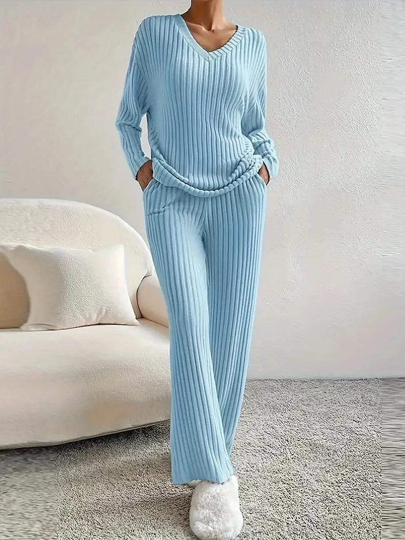 Women's Knit Two Piece Wide Leg Set