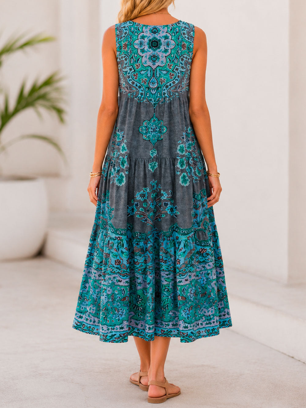 Damen Sommerkleid aus Baumwolle mit Rundhalsausschnitt Jully