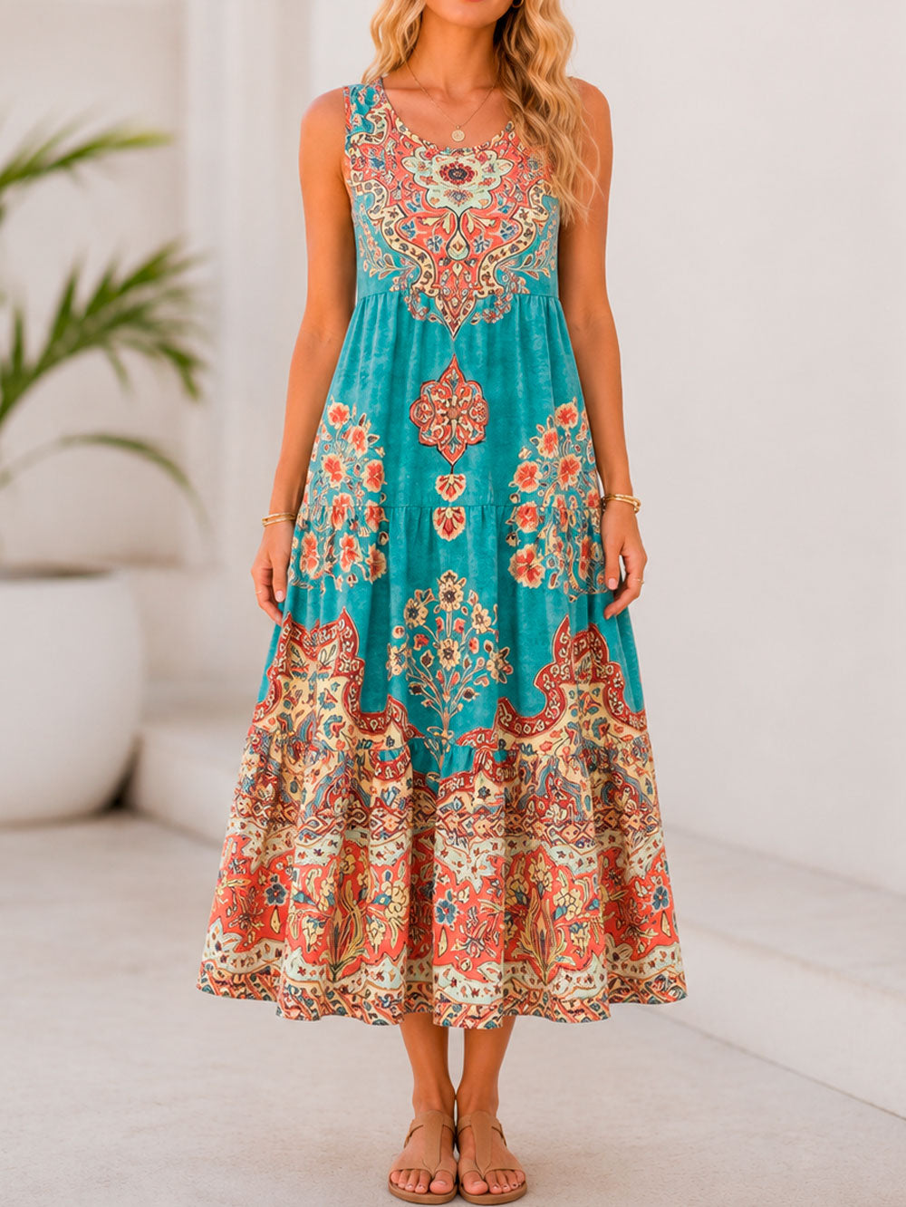 Damen Sommerkleid aus Baumwolle mit Rundhalsausschnitt Jully