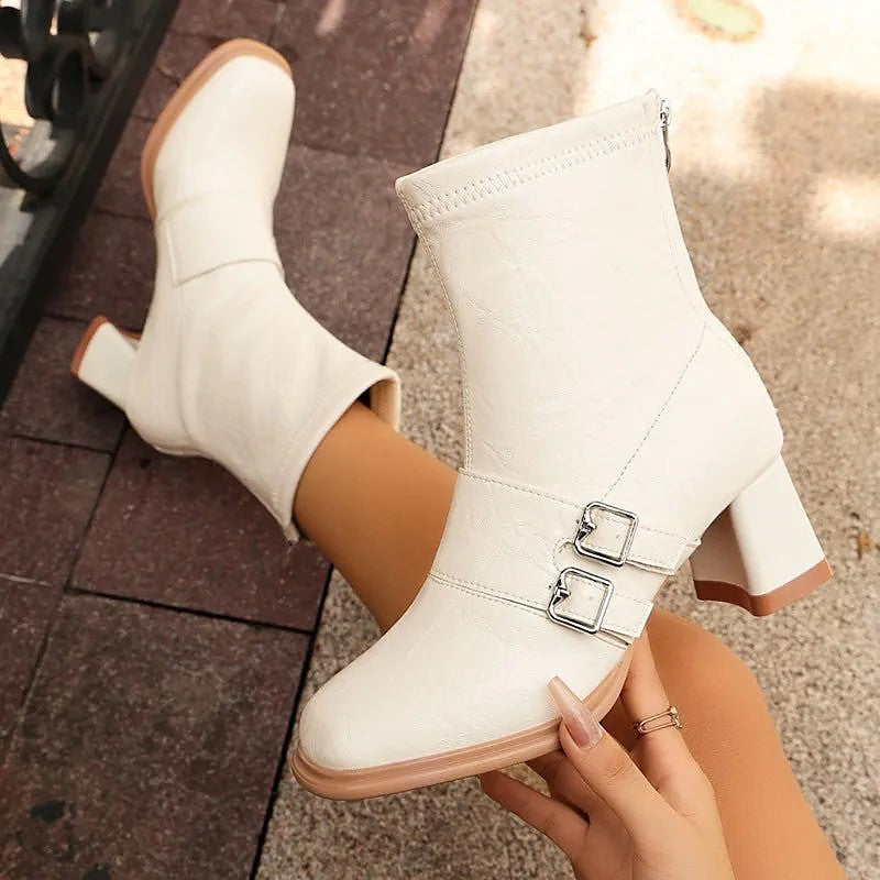 Women's Square Toe Stretch Sock Boots