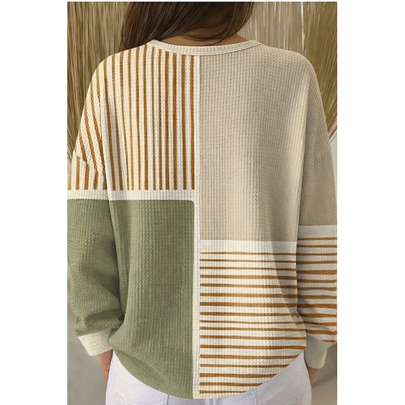 Women's Geometric Knit Button Shoulder Sweater