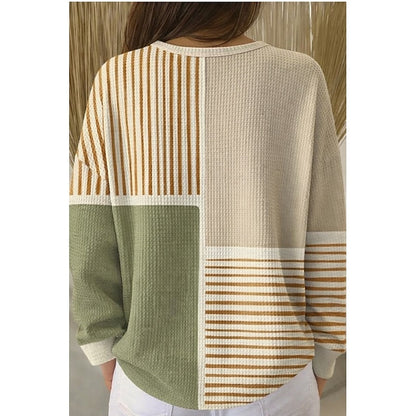 Women's Geometric Knit Button Shoulder Sweater