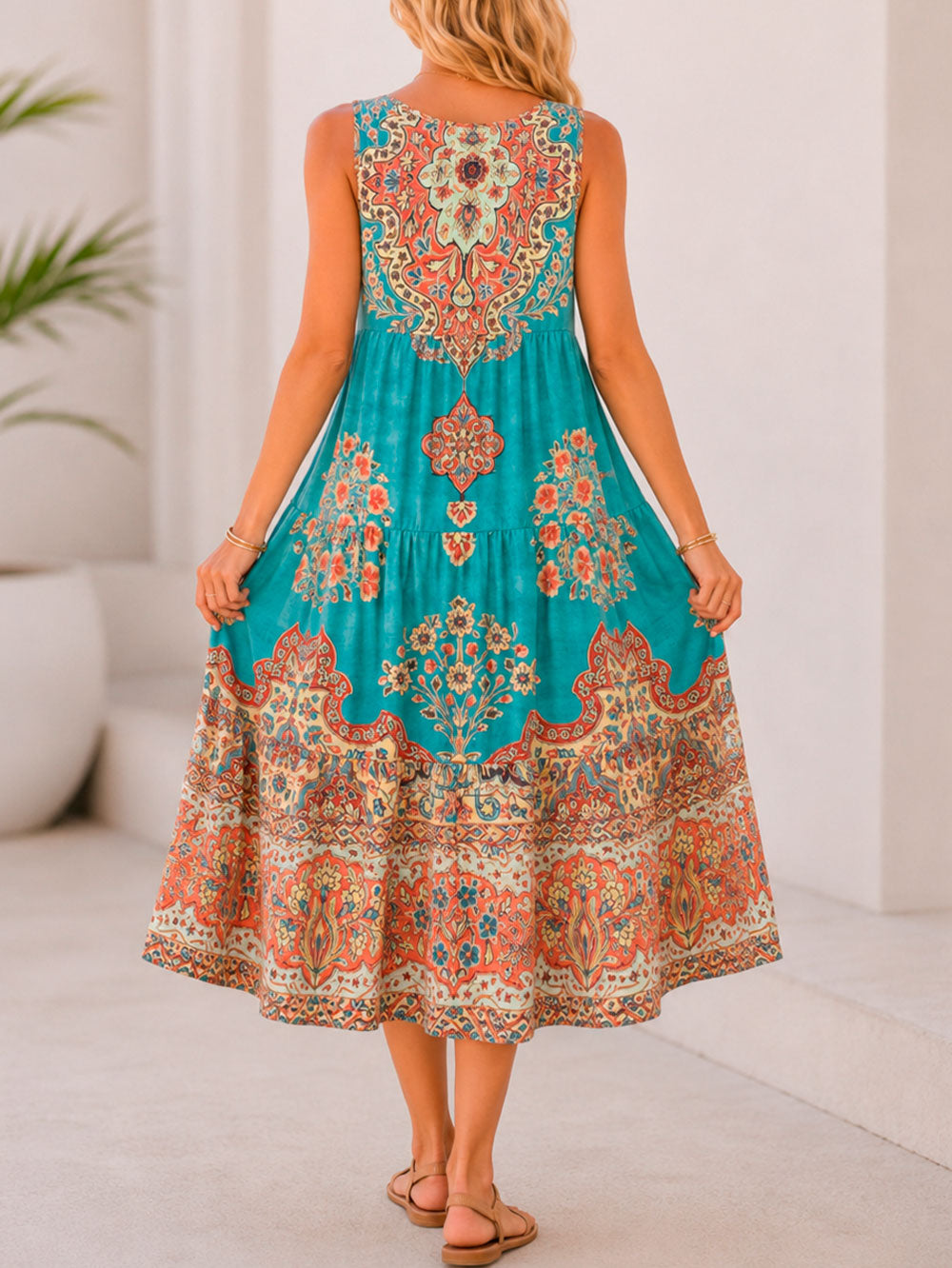 Damen Sommerkleid aus Baumwolle mit Rundhalsausschnitt Jully