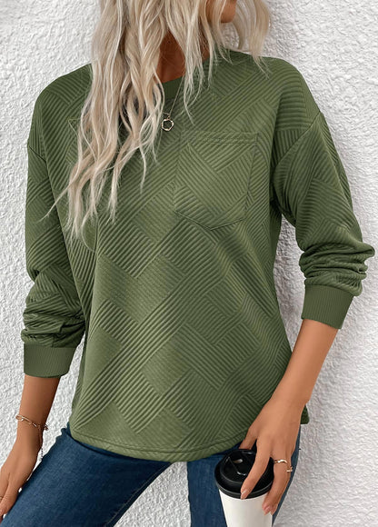 Women's Embossed Jacquard Crewneck Fall Sweatshirt