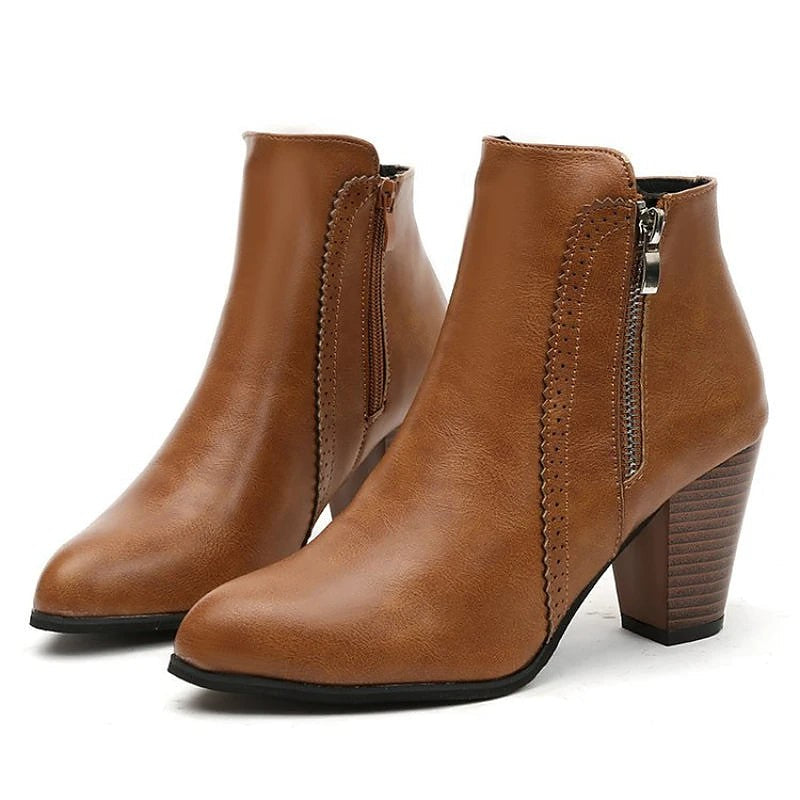 Women's Retro Stacked Wood Heel Booties