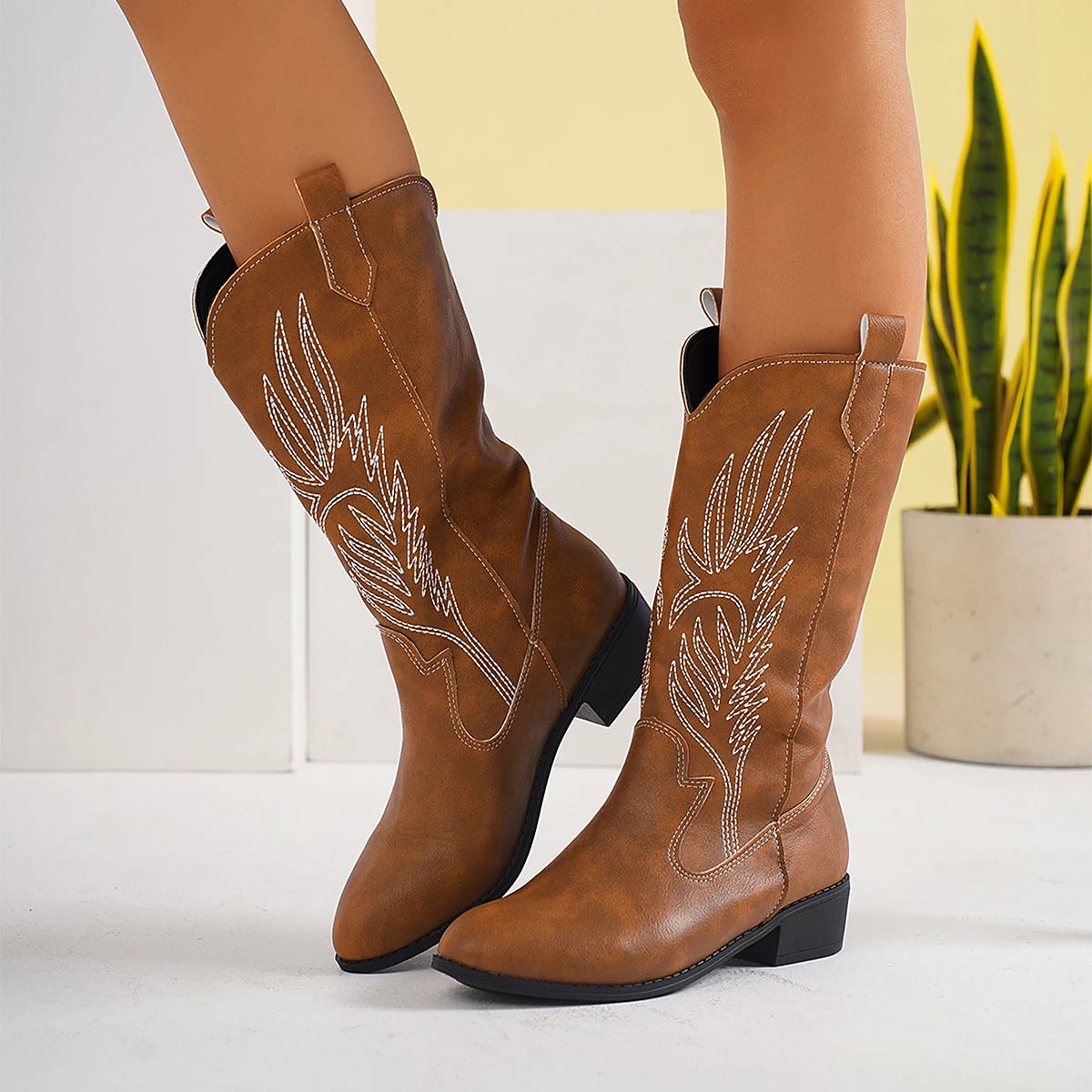 Women's Pointed Toe Embroidered Cowboy Boots