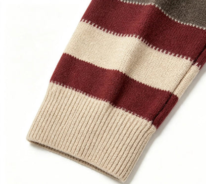 Women's Striped Crew Neck Sweater Drop Shoulder